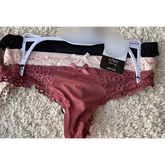 Lace Crochet Silky Thong Panty Set Neutral - Picture 6 of 10